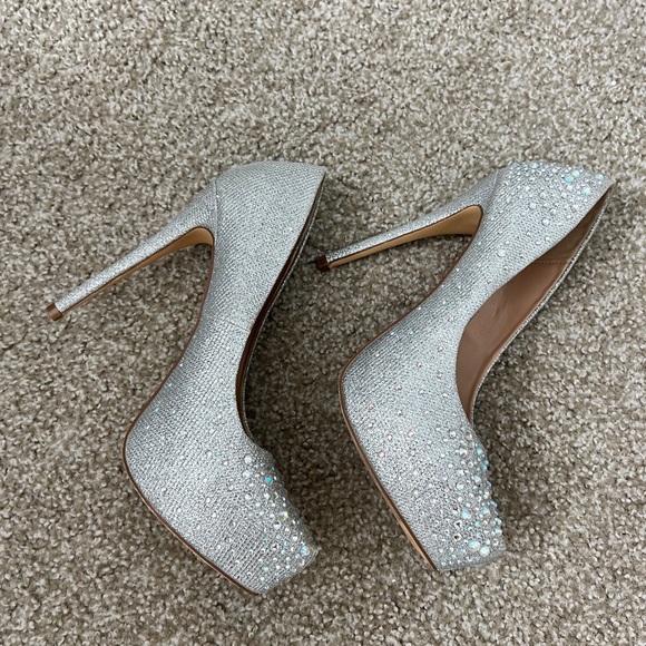 Silver fabulicious pleaser glitter shoes heels - Picture 9 of 10